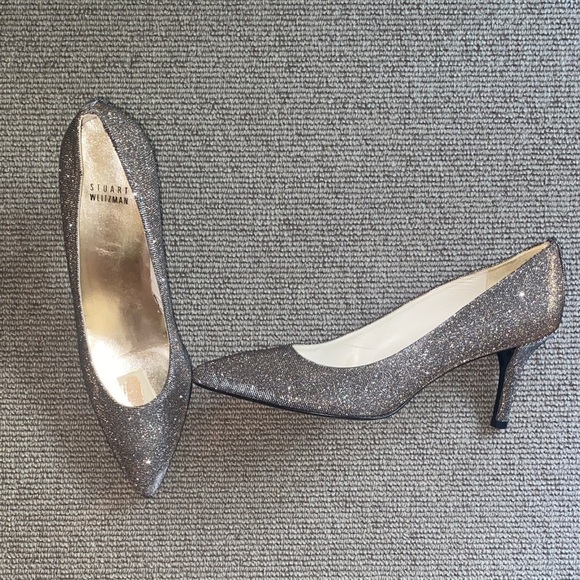 Stuart Weitzman Women's Sparkling Gold/Silver Heels sz 9 - Picture 13 of 13